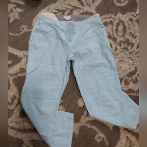 crown & ivy Light Blue Seersucker Crop Pant